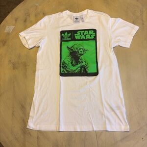 Adidas Originals x Star Wars Yoda Box Logo T Shirt White Green RARE Size Medium